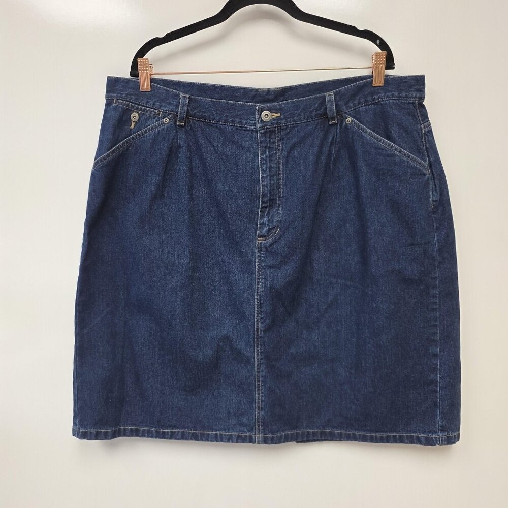 Liz Claiborne Woman Skirt Womens 20W Blue Denim Knee Length Zip Pockets Casual